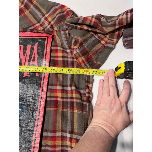 Mens Columbia Red Plaid Flannel Shirt W/ Nostos MMA Graphic & Patches XL - Picture 4 of 4